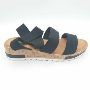 Weeboo Kris -12 Sandals Black Straps Wedge 7.5 New
